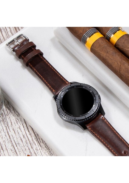 Samsung Galaxy Watch 4 - 5 - 6 / Watch 6 Classic 40MM 43MM 44MM 47MM Watch 5 / Watch 5 Pro 40 44 45 Watch 4 40 42 44 46MM 20MM Deri Kordon Kahverengi