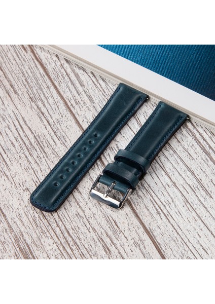 Samsung Galaxy Watch 4 - 5 - 6 / Watch 6 Classic 40MM 43MM 44MM 47MM Watch 5 / Watch 5 Pro 40 44 45 Watch 4 40 42 44 46MM 20MM Mavi Deri Kordon fırsatları