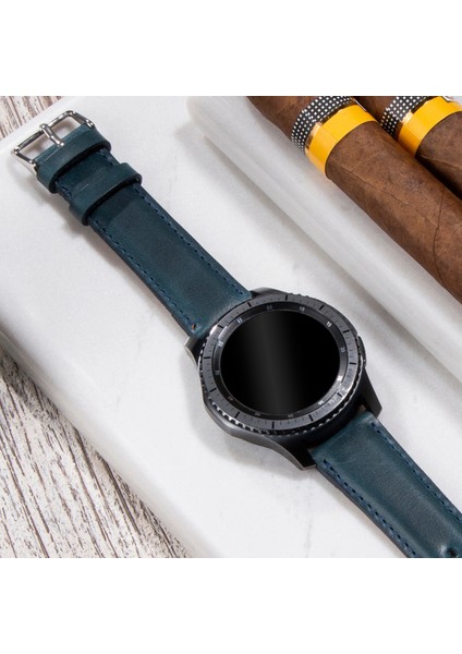 Samsung Galaxy Watch 4 - 5 - 6 / Watch 6 Classic 40MM 43MM 44MM 47MM Watch 5 / Watch 5 Pro 40 44 45 Watch 4 40 42 44 46MM 20MM Mavi Deri Kordon indirimleri