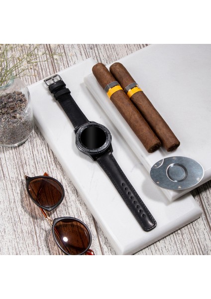 Samsung Galaxy Watch 4 - 5 - 6 / Watch 6 Classic 40MM 43MM 44MM 47MM Watch 5 / Watch 5 Pro 40 44 45 Watch 4 40 42 44 46MM 20MM Deri Kordon Siyah indirimleri