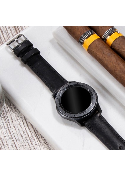 Samsung Galaxy Watch 4 - 5 - 6 / Watch 6 Classic 40MM 43MM 44MM 47MM Watch 5 / Watch 5 Pro 40 44 45 Watch 4 40 42 44 46MM 20MM Deri Kordon Siyah