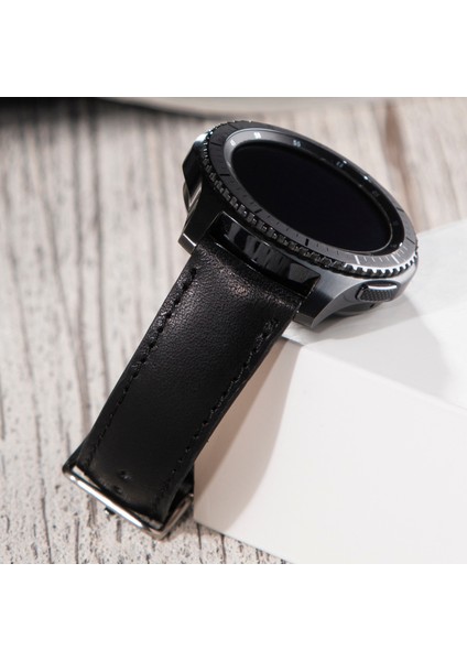 Samsung Galaxy Watch 4 - 5 - 6 / Watch 6 Classic 40MM 43MM 44MM 47MM Watch 5 / Watch 5 Pro 40 44 45 Watch 4 40 42 44 46MM 20MM Deri Kordon Siyah fiyatları