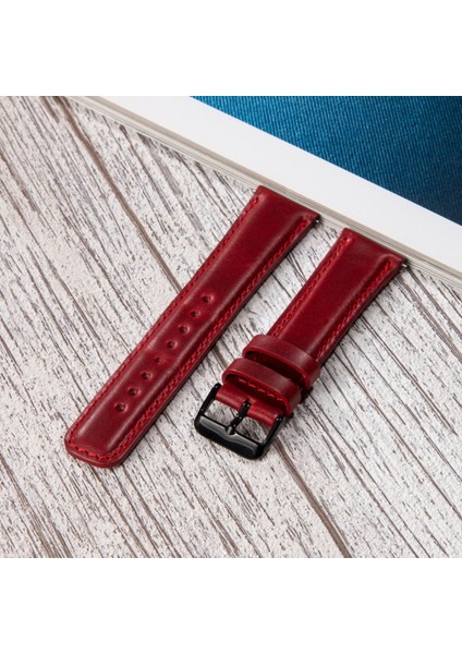 Samsung Galaxy Watch 4 - 5 - 6 / Watch 6 Classic 40MM 43MM 44MM 47MM Watch 5 / Watch 5 Pro 40 44 45 Watch 4 40 42 44 46MM 20MM Deri Kordon Kırmızı fırsatları
