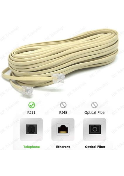 RJ11 6P2C Hazır Telefon Modem Ara Hat Kablosu 10 Metre