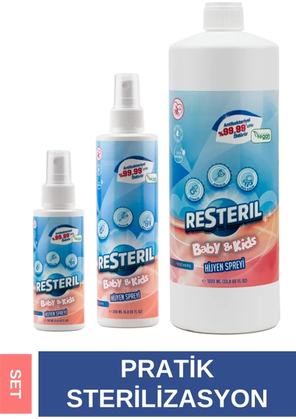 Resteril Hijyen Spreyi Baby&Kids 100x200x1000ml Bebek Biberon Emzik Temizleyici Dezenfektan Sprey