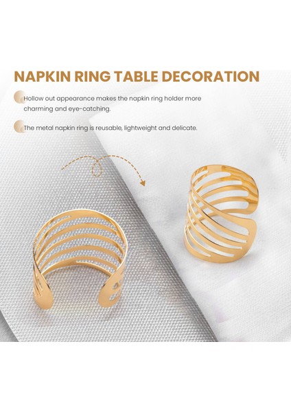 Altın Peçete Halkaları 6 Set, Düğün Noel Aile Toplantısı Masa Dekorasyon Için Içi Boş Peçete Halkası Tutucu (Yurt Dışından) fırsatları