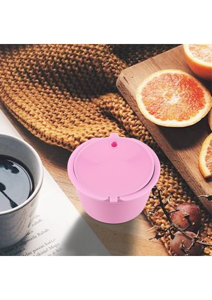 Takım Doldurulabilir Kahve Kapsülleri Bakla Yeniden Kullanılabilir Kahve Filtresi Plastik Kaşık Fırça ile Yüksek Kaliteli Pembe (Yurt Dışından)