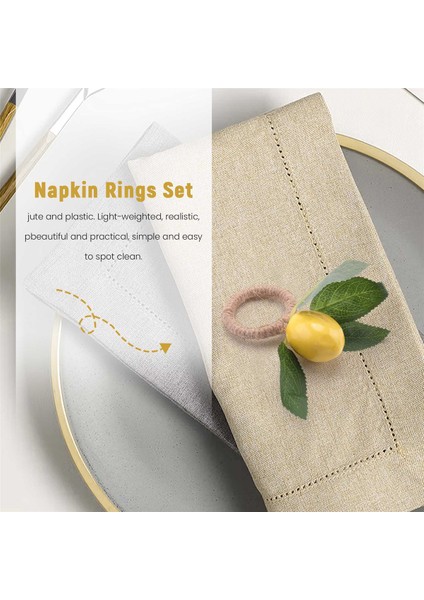 Peçete Halkaları 6'lı Set, Dekoratif Limon Asma Yaprağı Peçete Halkaları, Yemek Masası Ayarı Sarı Peçete Toka Peçete Tutucular (Yurt Dışından) indirimleri