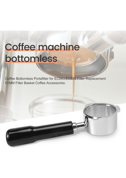 EC685 EC680 Kahve Dipsiz Portafilter Için Espresso Portafilter 51MM 51MM 2 Stil Kahve Tozu Kase ile (Yurt Dışından)