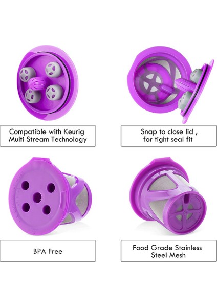 Kahve Makinesi Için Yeniden Kullanılabilir K Bardakları - Kahve Makinesi Için Doldurulabilir, Kahve Kapsülleri Filtresi - Mor (Yurt Dışından)