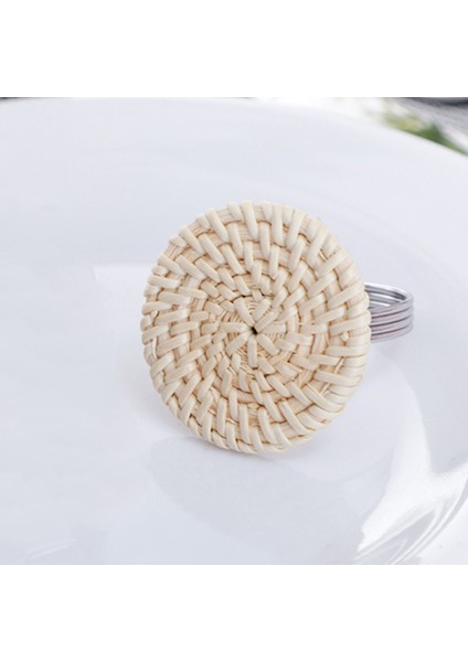 6 Adet El Yapımı Rattan Peçete Halkası Modern Basit Retro Peçete Halkası Otel Ülke Düğün Peçete Tokası A (Yurt Dışından)