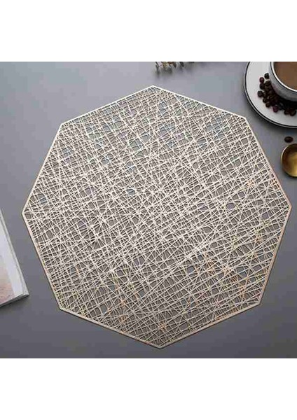 Pvc Placemats Kesme Asılabilir Mat Sekizgen Hollow Sigara Yemek Masası Paspaslar Coaster Ev Masa Dekorasyonu Gül Gümüş (Yurt Dışından)