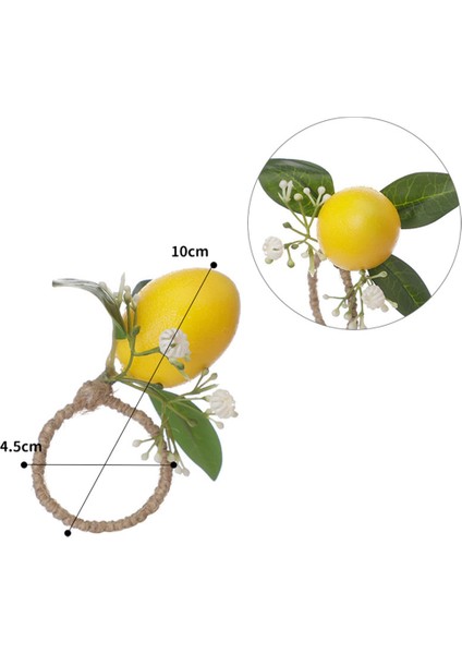 Limon Peçete Halkaları 6 Limon Asma Yaprağı Peçete Sahipleri Set Yemek Masası Süsü Ziyafet Düğün Doğum Günü Noel A (Yurt Dışından)