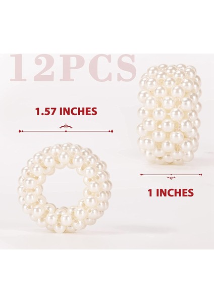 Peçete Halkası 12 Parça Set, Beyaz Inci Düğün Peçete Tokası Masa Dekorasyonu (Yurt Dışından) modelleri