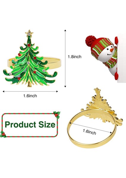 Peçete Halkaları, Kırmızı ve Noel Yemek Masası Için Tasarlanmış Altın Yüzükler (Yurt Dışından)