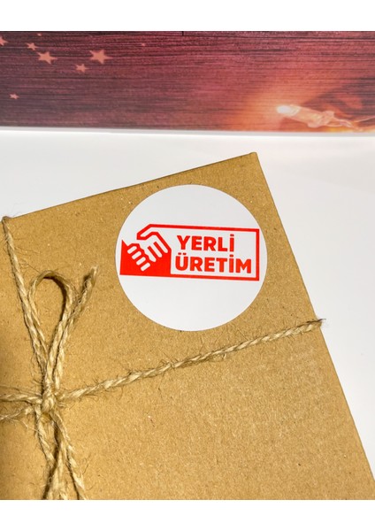 Yerli Üretim Yazılı Yuvarlak Yapışkanlı Etiket 5x5 cm 100 Adet