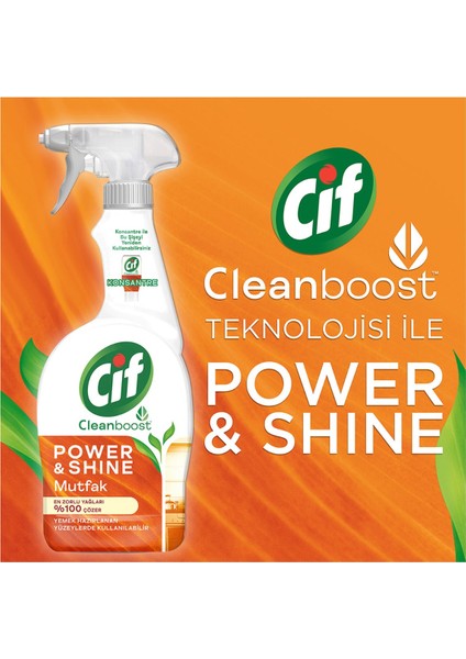 Power & Shine Cleanboost Sprey Mutfak 750 ml X1 + Cif Power & Shine Konsantre Mutfak 70 ml X2