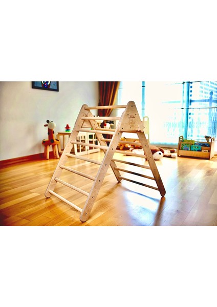 Pikler Tırmanma Seti | ahşap Montessori Oyun Set ve Aktivite Merkezi | Üçgen + Kemer + Flamingo Yastık modelleri
