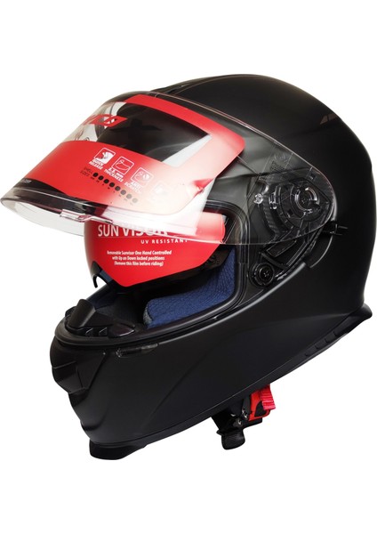 X507 Güneş Vizörlü Kapalı Kask (Mat Siyah)