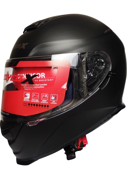 X507 Güneş Vizörlü Kapalı Kask (Mat Siyah)