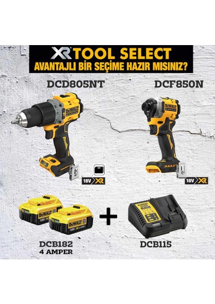 DCD805NT (90 NM)+DCF850NT ( 200 Nm )+2x4 Ah Akü+ 1 Adetdolum Cihazı