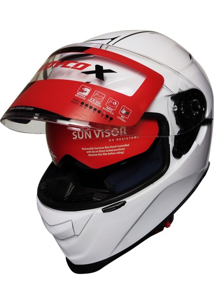 X507 Güneş Vizörlü Kapalı Kask (Beyaz)