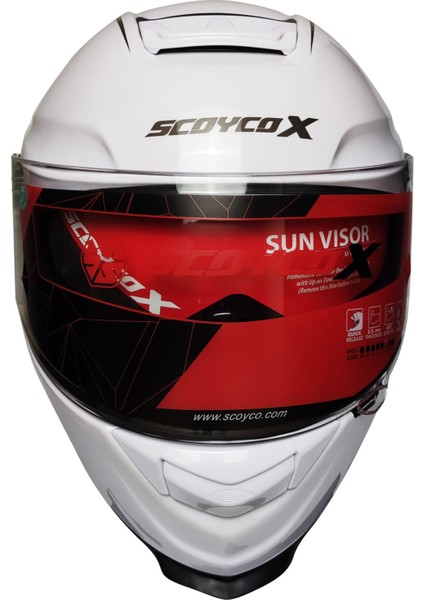 X507 Güneş Vizörlü Kapalı Kask (Beyaz)