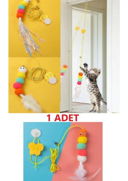 Elastik Kendinden Yapışkanlı Renkli Kedi Oyun Oltası Kedi Oyuncağı Yapışkanlı Olta Eğitim Oyuncağı modelleri