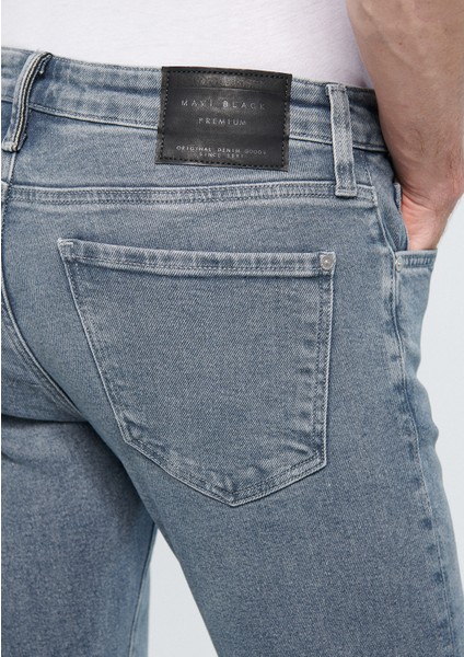 Erkek Kvnç Gri Mavi Black 90S Jean Pantolon 001070-83703