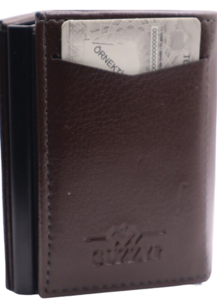 Deri Kaplama Alüminyum Mekanizmalı Otomatik Cüzdan Kartlık Unisex fiyatları