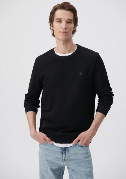 Erkek Bisiklet Yaka Siyah Sweatshirt 065751-900