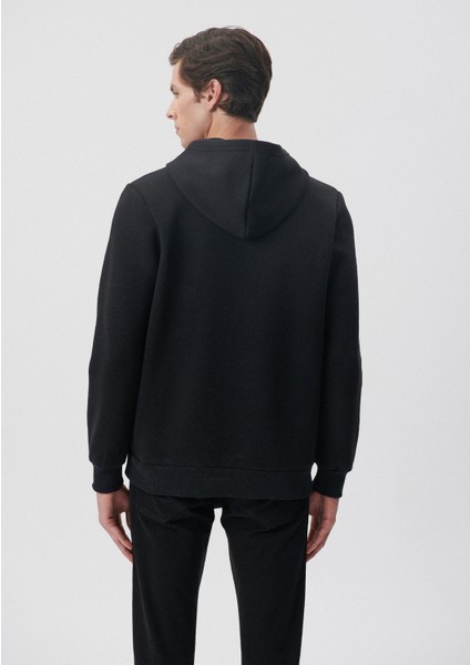 Erkek Kapüşonlu Siyah Basic Sweatshirt 0610937-900