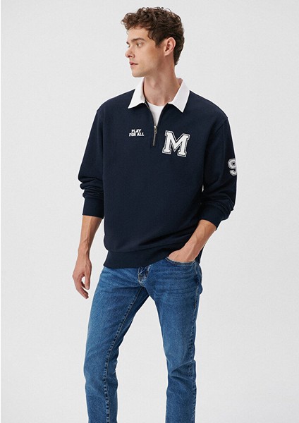M Logo Nakışlı Polo Yaka Sweatshirt fiyatları