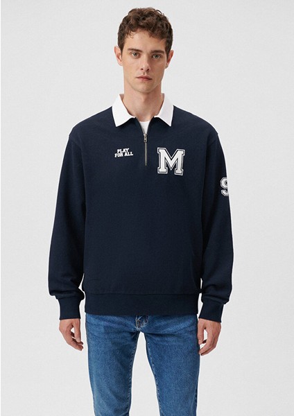 M Logo Nakışlı Polo Yaka Sweatshirt modelleri