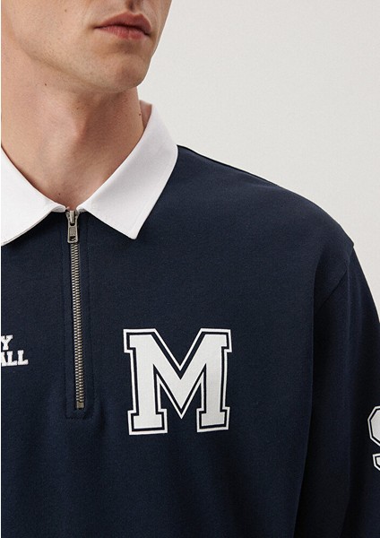 M Logo Nakışlı Polo Yaka Sweatshirt