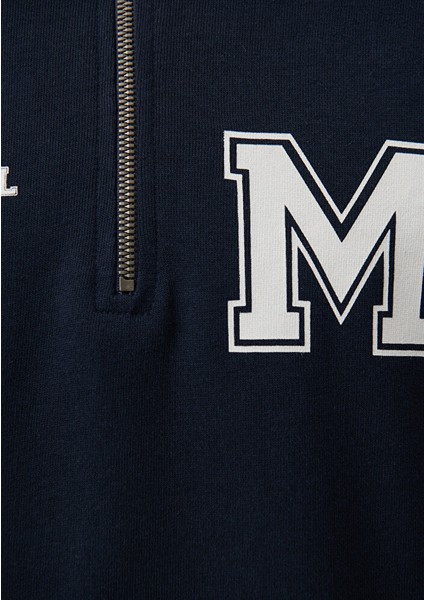 M Logo Nakışlı Polo Yaka Sweatshirt