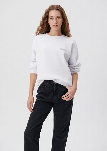 Kadın Mavi Logo Baskılı Beyaz Sweatshirt 1611656-620 fiyatları