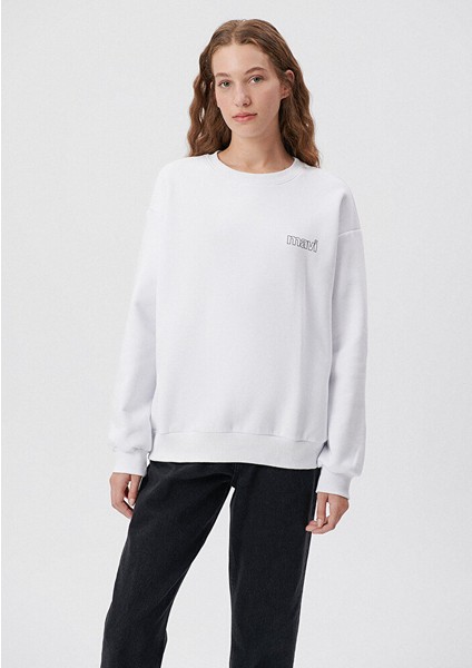 Kadın Mavi Logo Baskılı Beyaz Sweatshirt 1611656-620 modelleri