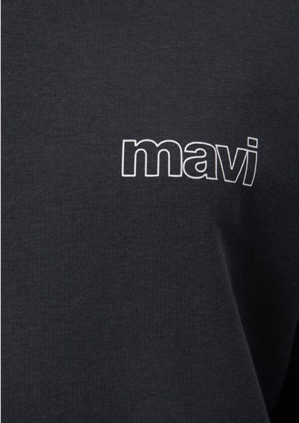 Kadın Mavi Logo Baskılı Gri Sweatshirt 1611656-82185