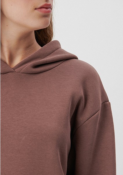 Kadın Kapüşonlu Kahverengi Basic Sweatshirt 167299-70383