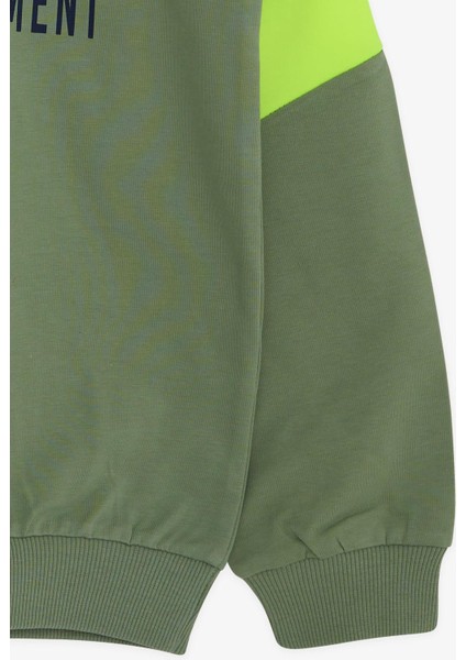 Erkek Çocuk Sweatshirt Kapüşonlu Yazı Baskılı 8-14 Yaş, Mint Yeşili