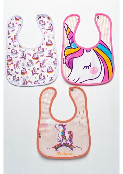 Unicorn Temalı Kare 3 Parça Microfiber Mama Önlüğü Kendi Kutusunda (Su Geçirmez) Çıtçıtlı fiyatları