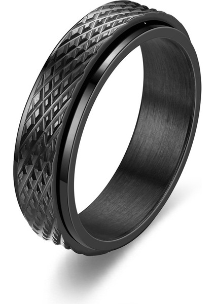 Moda Titanyum Çelik Yüzük 6mm Siyah (Yurt Dışından)