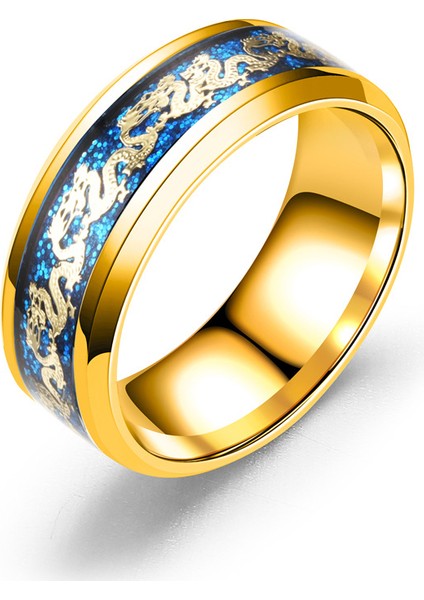 Moda Titanyum Çelik Halka Altın Altın Ejderha (Yurt Dışından)