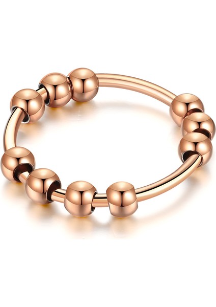 Moda Titanyum Çelik Yüzük 10 Top Gül Altın (Yurt Dışından)