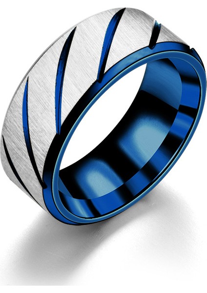 Moda Titanyum Çelik Yüzük 8mm Mavi (Yurt Dışından)