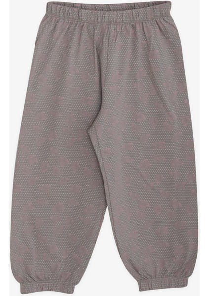 Kız Bebek Pijama Takımı Güllü Puantiye Desenli 9 Ay-3 Yaş, Vizon