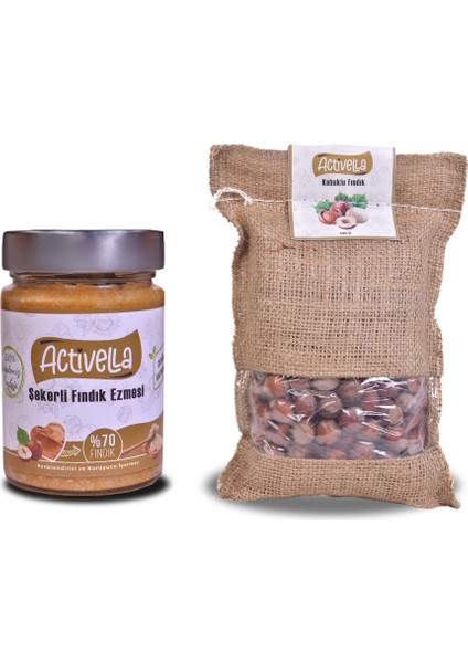 Şekerli Fındık Ezmesi 320GR %70 Fındıklı + Kabuklu Fındık 500GR
