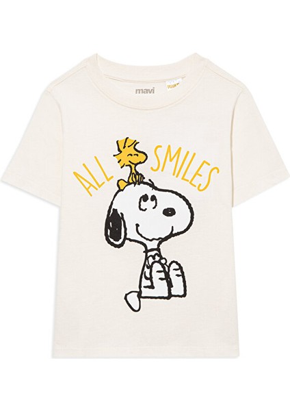 Çocuk Snoopy Baskılı Beyaz Tişört 7610124-80194 fiyatları