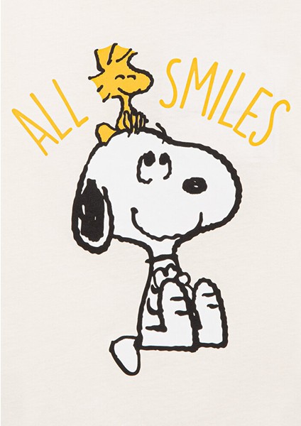 Çocuk Snoopy Baskılı Beyaz Tişört 7610124-80194 fırsatları